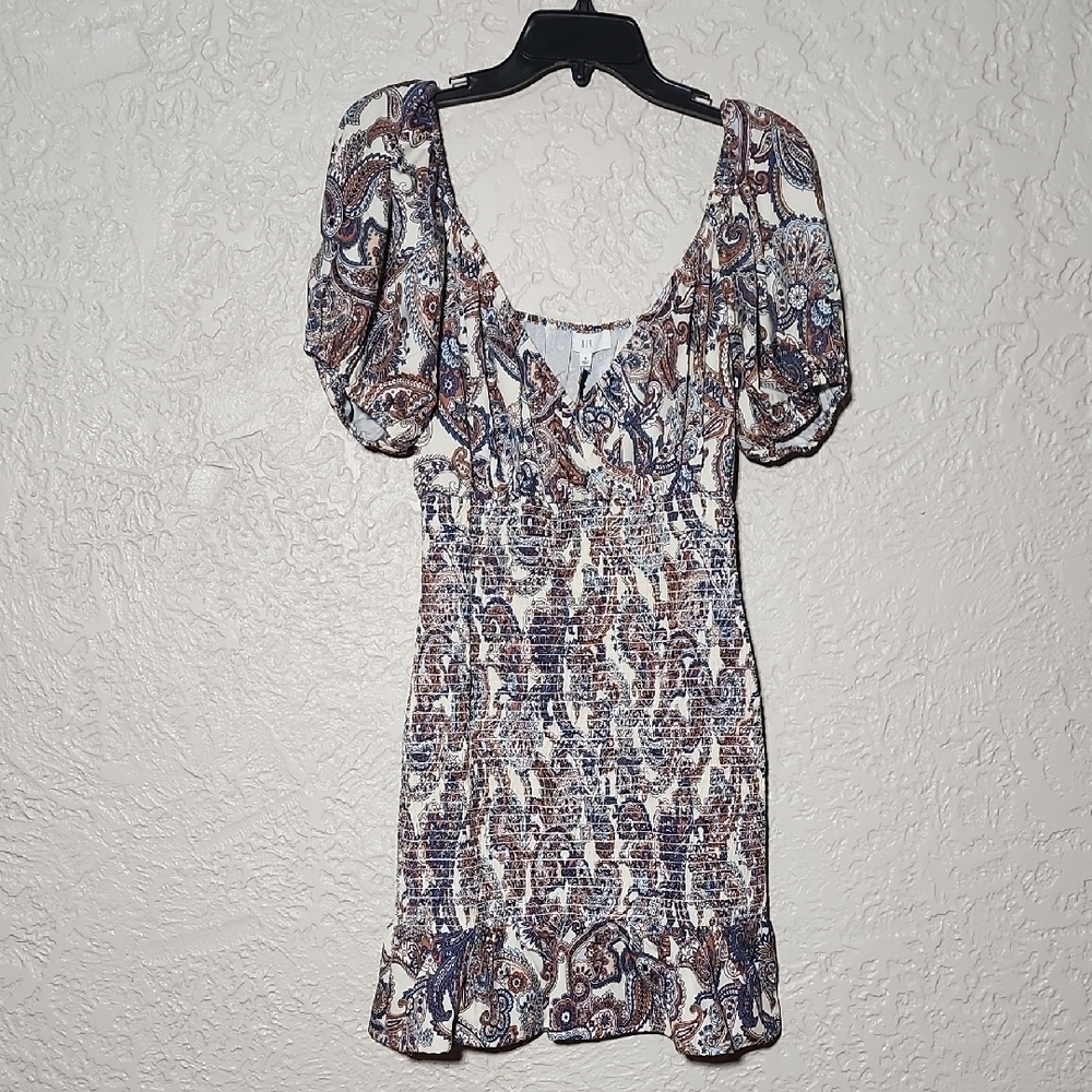 NSR Puff Sleeve Smocked Mini Dress
